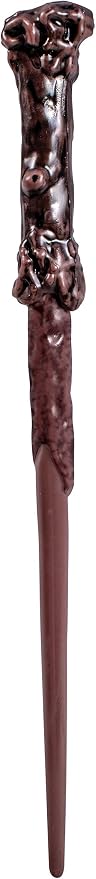 Brown molded wizard wand prop with a textured handle.