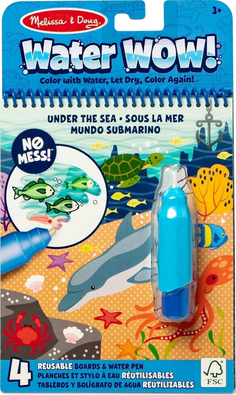 Melissa and Doug Water Wow Under the Sea reusable water coloring book with a refillable water pen.